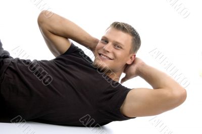 man doing crunches