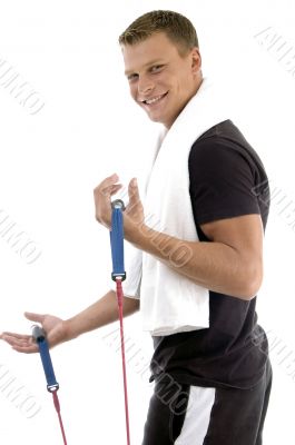 side view of exercising man