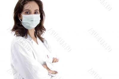 posing lady doctor with face mask