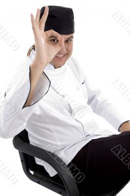 handsome chef with okay hand gesture