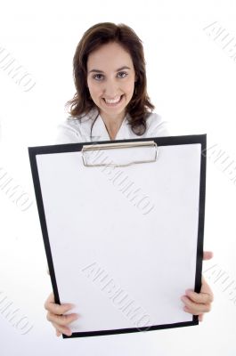 young doctor showing medical prescription