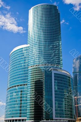 Blue skyscraper in the sky