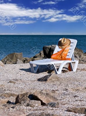Chair on a sea beach closeup