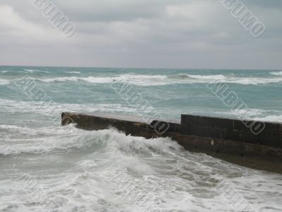 stormy ocean with dark clouds