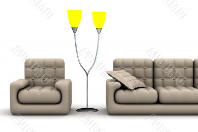 Interior of a living room. 3D image.