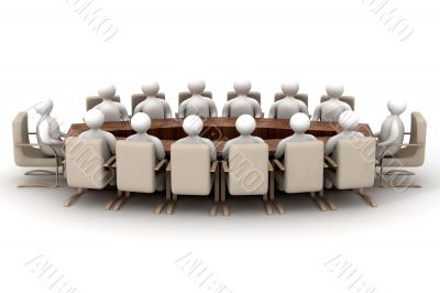 Conference of halls on a white background. 3D image.