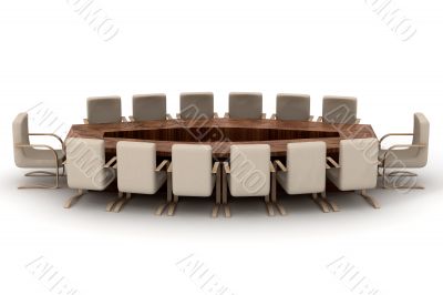 Conference of halls on a white background. 3D image.