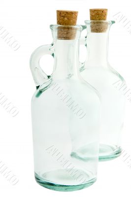 Bottle made of glass with corks