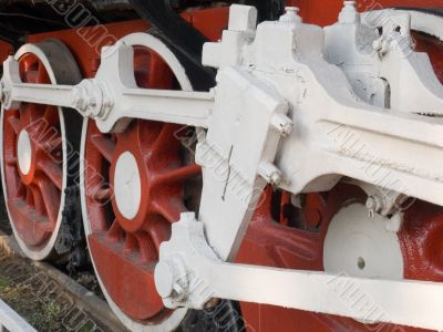 Wheels of a steam locomotive