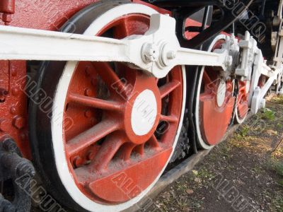 Wheels of a steam locomotive