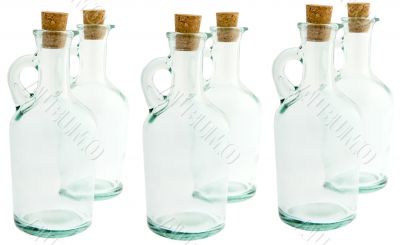 Bottle made of glass with corks