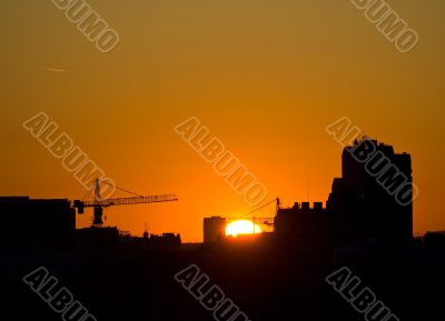 Sunset over city