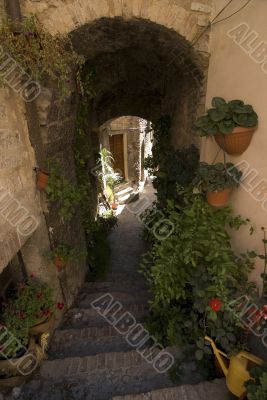 Spello - Typical alley with plants and flowers