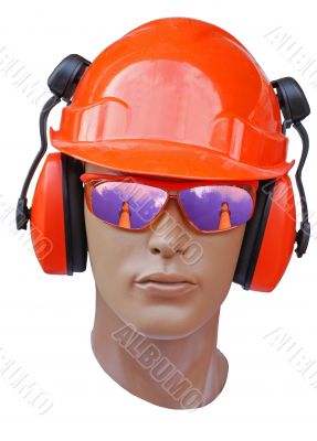 head of model is in a build helmet