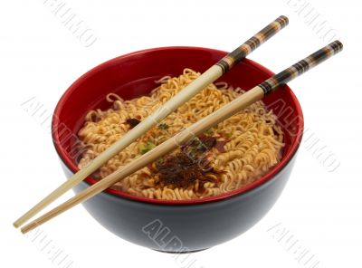 noodle soup asian with chopsticks