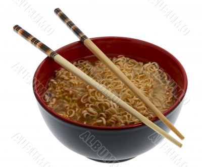 noodle soup asian with chopsticks