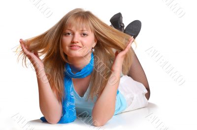 Portrait of a beautiful young female at home