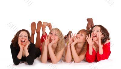 Four girls friends have fun