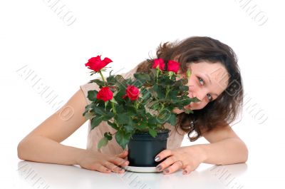 woman with flower pot