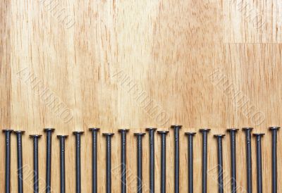 Macro of Nails on Wood