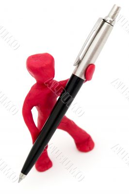 Abstract little man with a pen