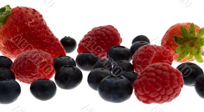 Raspberries, cranberries, strawberries
