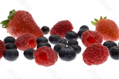 Raspberries, cranberries, strawberries