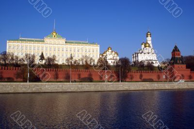 Palace and red walls on the river