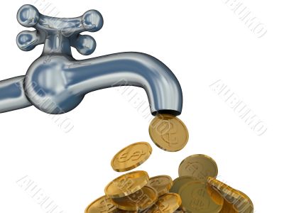 Financial stream. 3D image. The isolated illustration