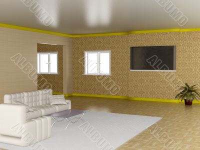 Interior of a living room. 3D image.