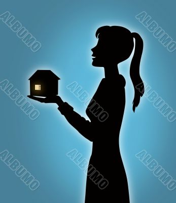 Girl with house model