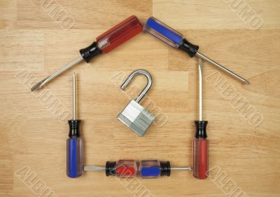 House Shaped by Screwdrivers and Lock