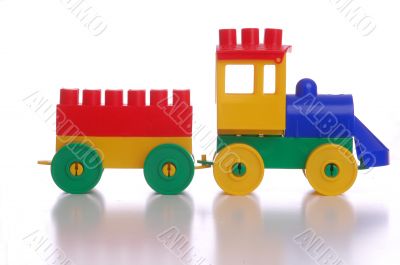 toy plastic train, white background