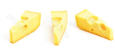 three fresh and tasty slice of cheese