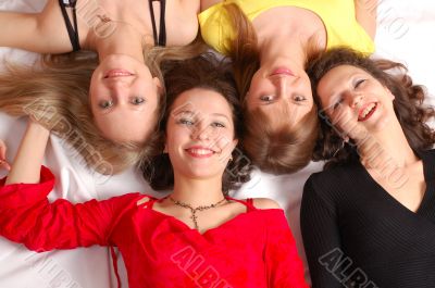 Four girls friends have fun
