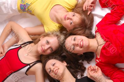 Four girls friends have fun