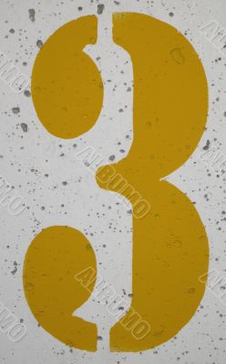 yellow painted number 3