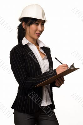 Business woman in hard hat