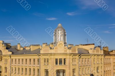 Roofs of Petersburg in a sunny day