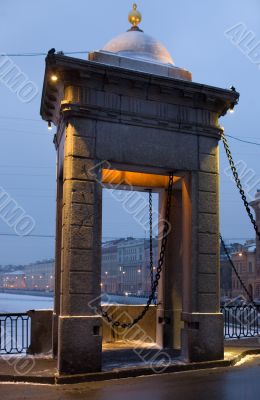 Romantic bridge in blue dusk