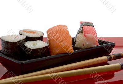 Sushi with chopsticks