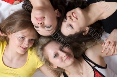 Four girls friends have fun