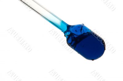 blue retort with liquids
