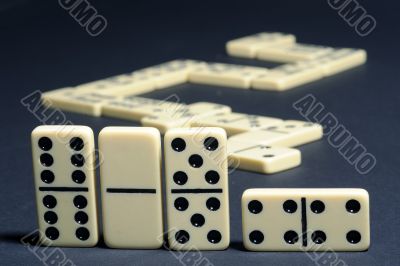 Close-up the dominoes.