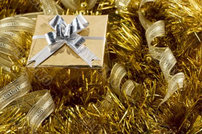 Golden christmas box