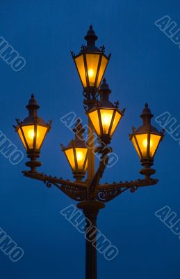 Orange light on a dark blue