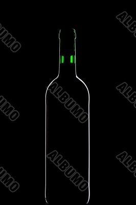 Red wine bottle on black