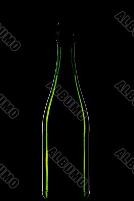 sparkling wine bottle on black