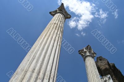 Ancient columns in the old  roman villa