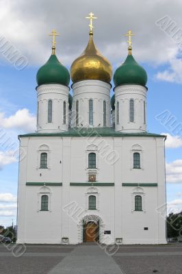 Old orthodox cathedral with golden domes